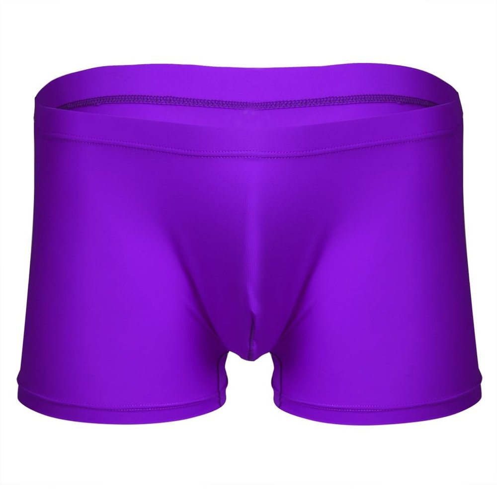 MSemis Mens Ice Silk Underwear Trunks Seamless Transparent Pouch Boxer Briefs Underpants Purple XX-Large
