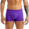 MSemis Mens Ice Silk Underwear Trunks Seamless Transparent Pouch Boxer Briefs Underpants Purple XX-Large view 3