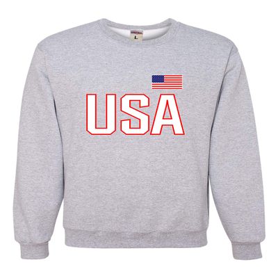Go All Out Medium Athletic Heather Adult USA National Pride Sweatshirt Crewneck
