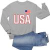 Go All Out Medium Athletic Heather Adult USA National Pride Sweatshirt Crewneck view 2