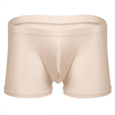 MSemis Mens Ice Silk Underwear Trunks Seamless Transparent Pouch Boxer Briefs Underpants Nude X-Large