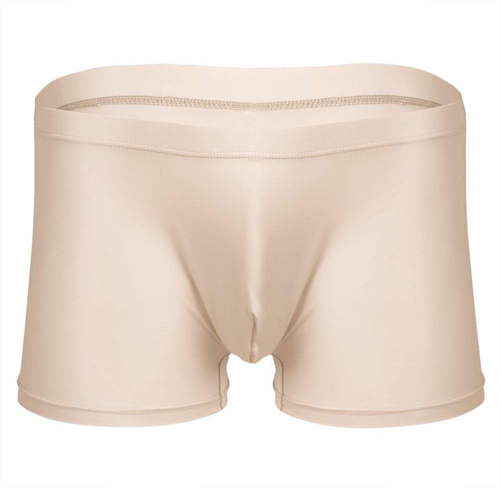 MSemis Mens Ice Silk Underwear Trunks Seamless Transparent Pouch Boxer Briefs Underpants Nude X-Large