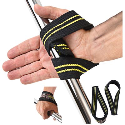 Triangle Quick Lifting Wrist Straps Weightlifting Heavy Duty Neoprene Padded 1 Pair Cotton Wraps Grip Support Grip Pad Pads (Black & Yellow)