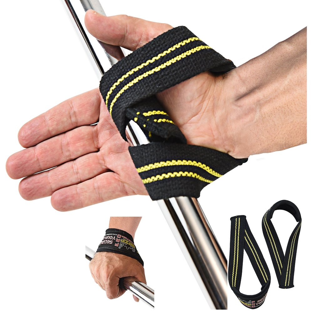 Triangle Quick Lifting Wrist Straps Weightlifting Heavy Duty Neoprene Padded 1 Pair Cotton Wraps Grip Support Grip Pad Pads (Black & Yellow)