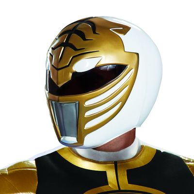 Disguise Men's White Ranger Adult Helmet , -White, One Size Adult