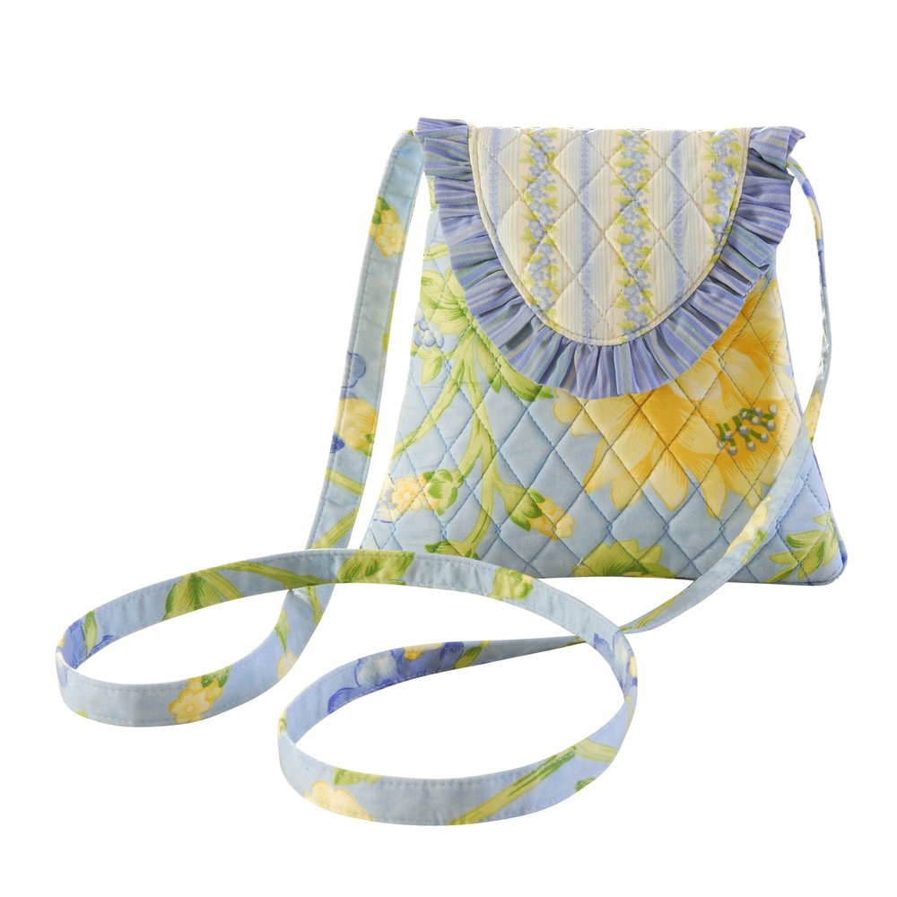 C&F Home Sunshine Hip Ruffle Small Hip Ruffle Bag Small Hip Ruffle Bag Blue and Yellow Patchwork