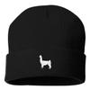 Go All Out One Size Black Cuffed Llama Embroidered Cuffed Knit Beanie Cap view 1