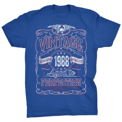 38th Birthday Gift Shirt for Men - Vintage 1988 Aged to Perfection - Royal-003-4X