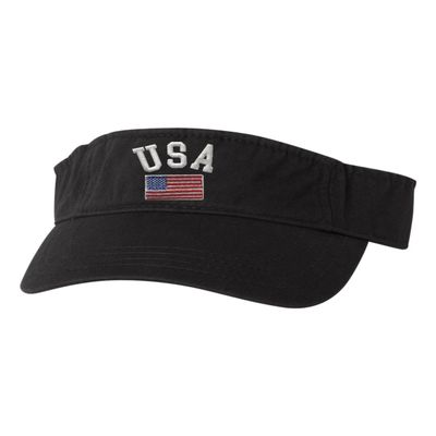 One Size Black Visor USA National Pride Embroidered Visor Dad Hat