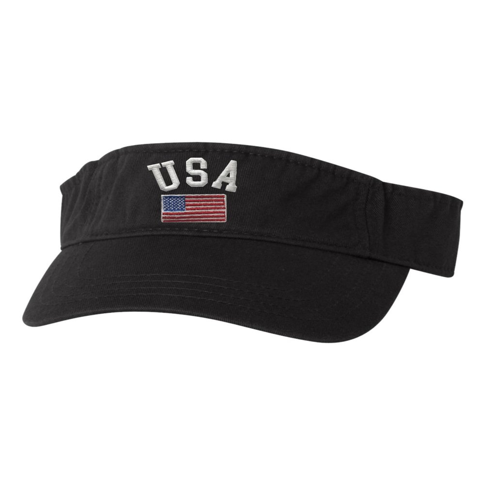 One Size Black Visor USA National Pride Embroidered Visor Dad Hat