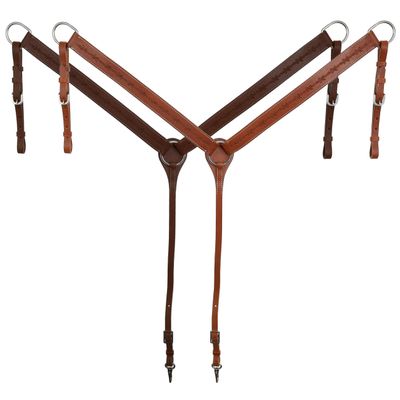 Showman Argentina Cow Leather Breast Collar w/Barbed Wire Tooling