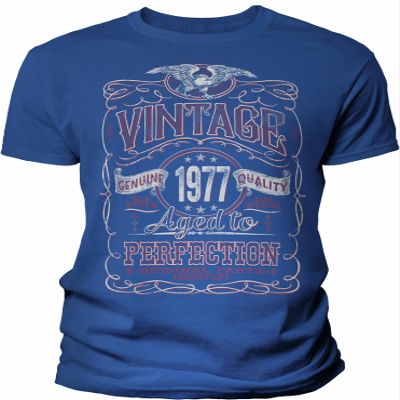 49th Birthday Gift Shirt for Men - Vintage 1977 Aged to Perfection - Royal-003-4X