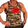 Fitted Camo Bodybuilder Tank Top with Red Super Flag Design view 1
