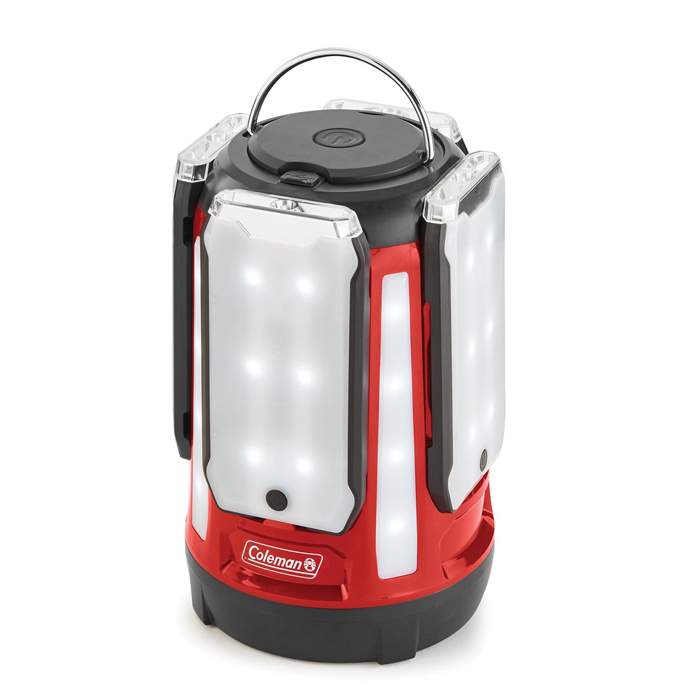 Coleman Quad Panel 800L LED Lantern, Water-Resistant Lantern with 4 Removable Magnetic Light Panels & USB Charging Port, Great for Camping, Hunting, Emergencies, & More