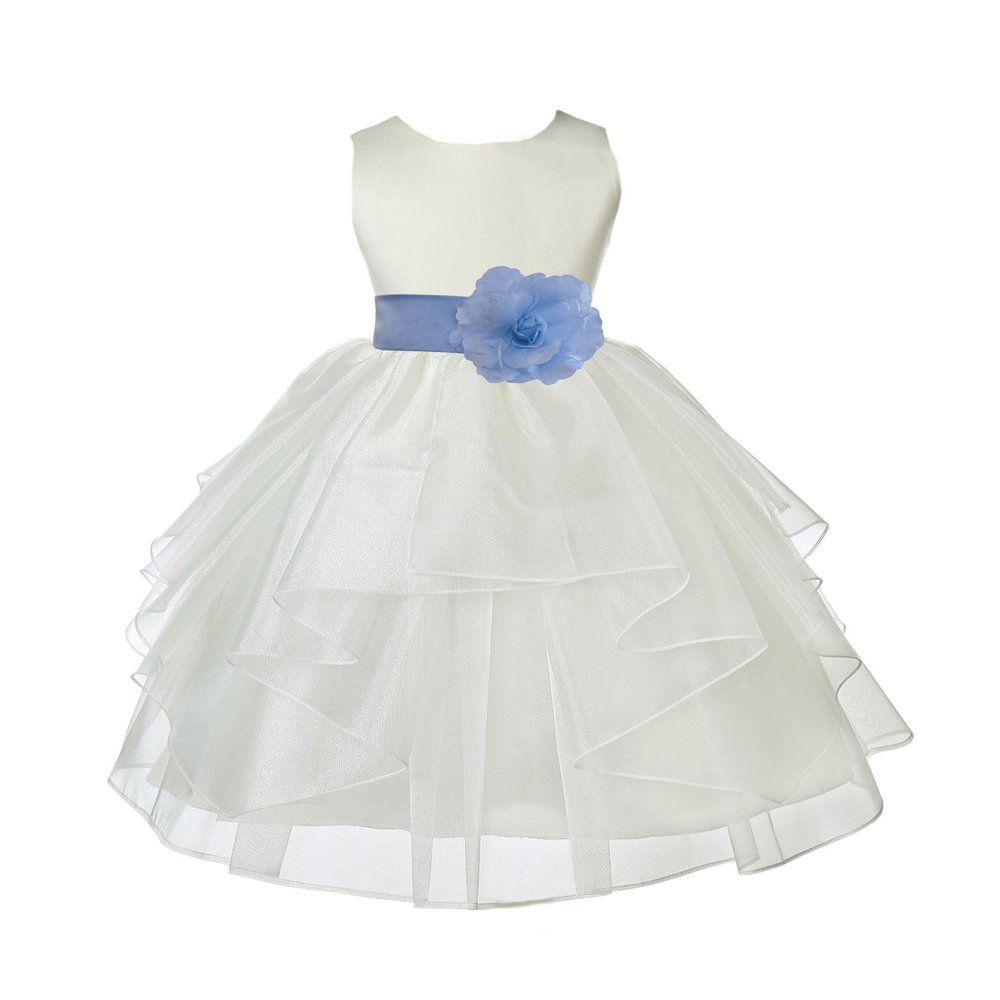 ekidsbridal Ivory Shimmering Organza Flower Girl Dresses Pageant Dress 4613S 4