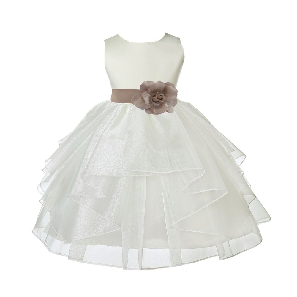 ekidsbridal Ivory Shimmering Organza Flower Girl Dresses Pageant Dress 4613S 6