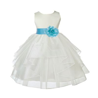 ekidsbridal Ivory Shimmering Organza Flower Girl Dresses Pageant Dress 4613S 6
