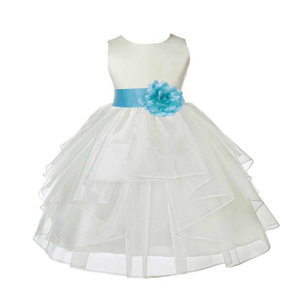 ekidsbridal Ivory Shimmering Organza Flower Girl Dresses Pageant Dress 4613S 6