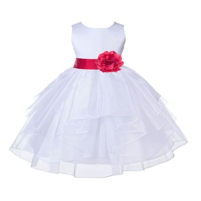ekidsbridal White Shimmering Organza Flower Girl Dresses Pageant Dress 4613S 4