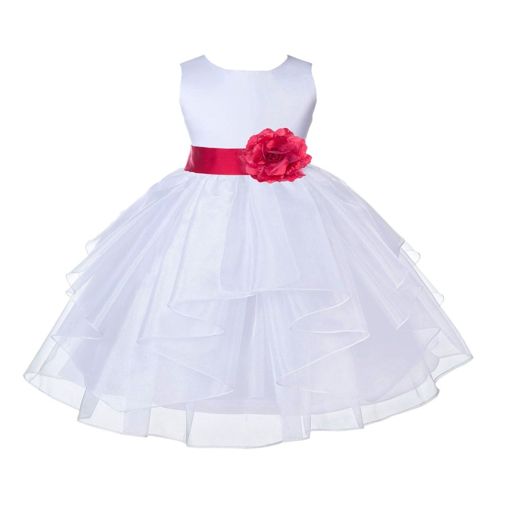 ekidsbridal White Shimmering Organza Flower Girl Dresses Pageant Dress 4613S 4