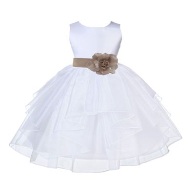 ekidsbridal White Shimmering Organza Flower Girl Dresses Pageant Dress 4613S 4