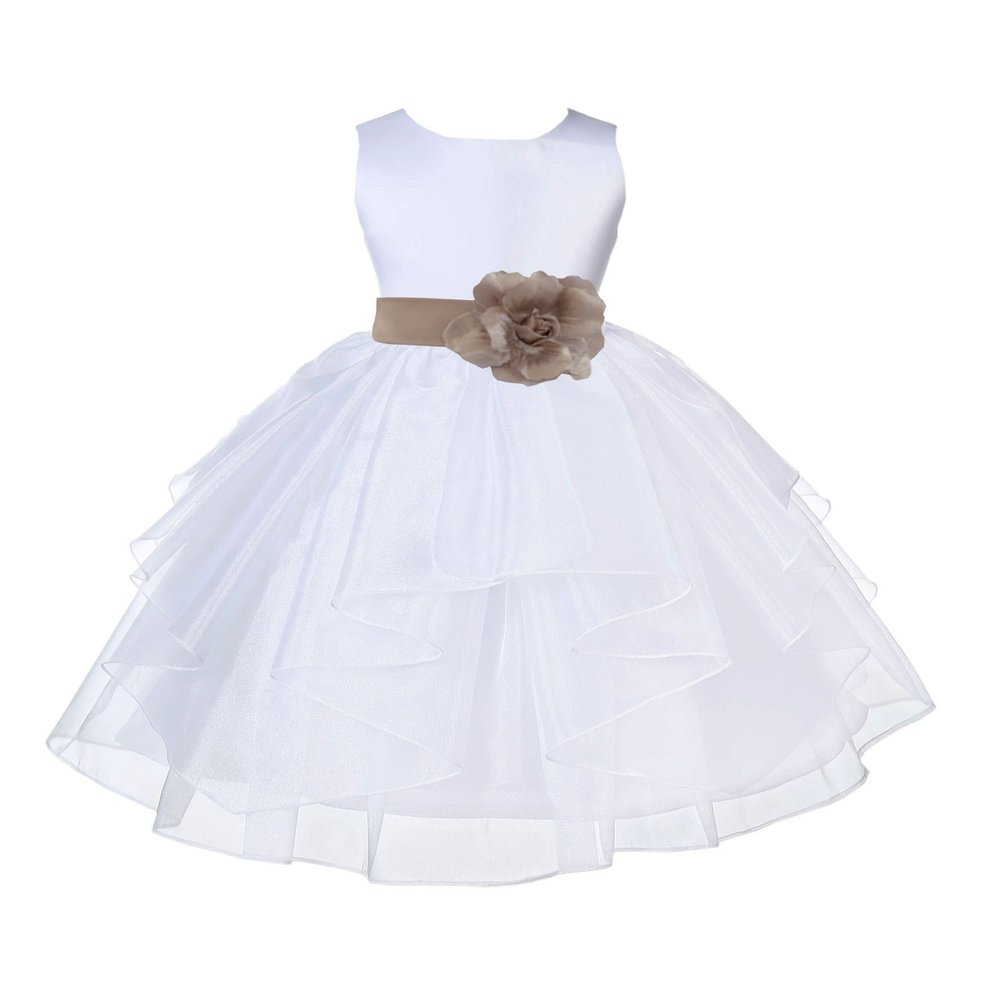 ekidsbridal White Shimmering Organza Flower Girl Dresses Pageant Dress 4613S 4