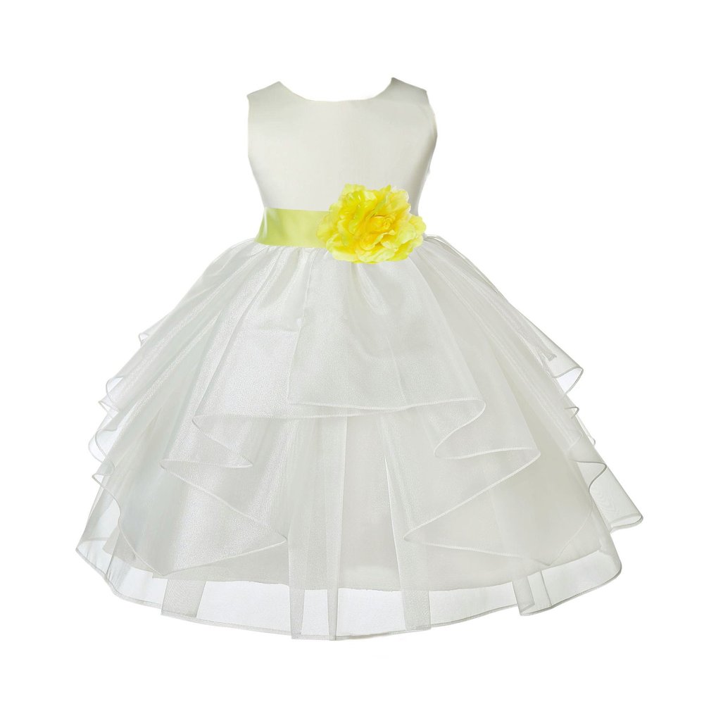 ekidsbridal Ivory Shimmering Organza Flower Girl Dresses Pageant Dress 4613S 6
