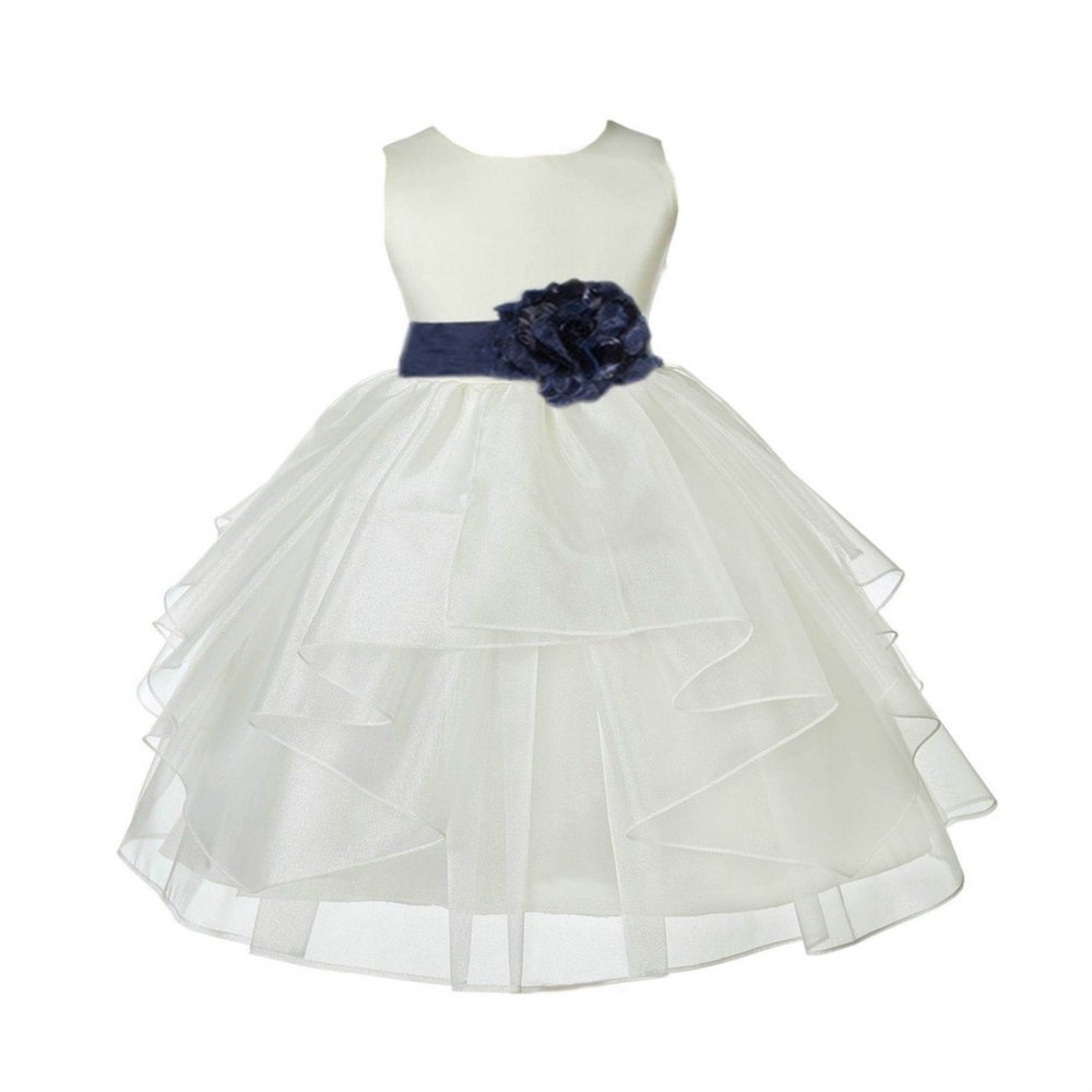 ekidsbridal Ivory Shimmering Organza Flower Girl Dresses Pageant Dress 4613S 2