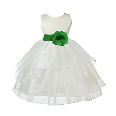 ekidsbridal Ivory Shimmering Organza Flower Girl Dresses Pageant Dress 4613S 4