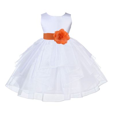 ekidsbridal White Shimmering Organza Flower Girl Dresses Pageant Dress 4613S 4