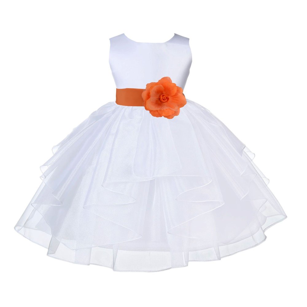 ekidsbridal White Shimmering Organza Flower Girl Dresses Pageant Dress 4613S 4