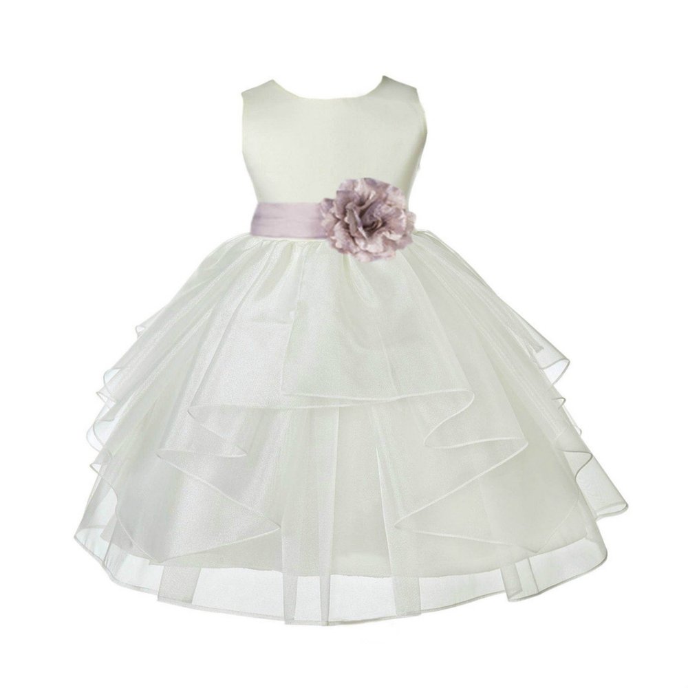 ekidsbridal Ivory Shimmering Organza Flower Girl Dresses Pageant Dress 4613S 6