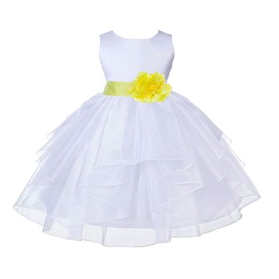 ekidsbridal White Shimmering Organza Flower Girl Dresses Pageant Dress 4613S 4