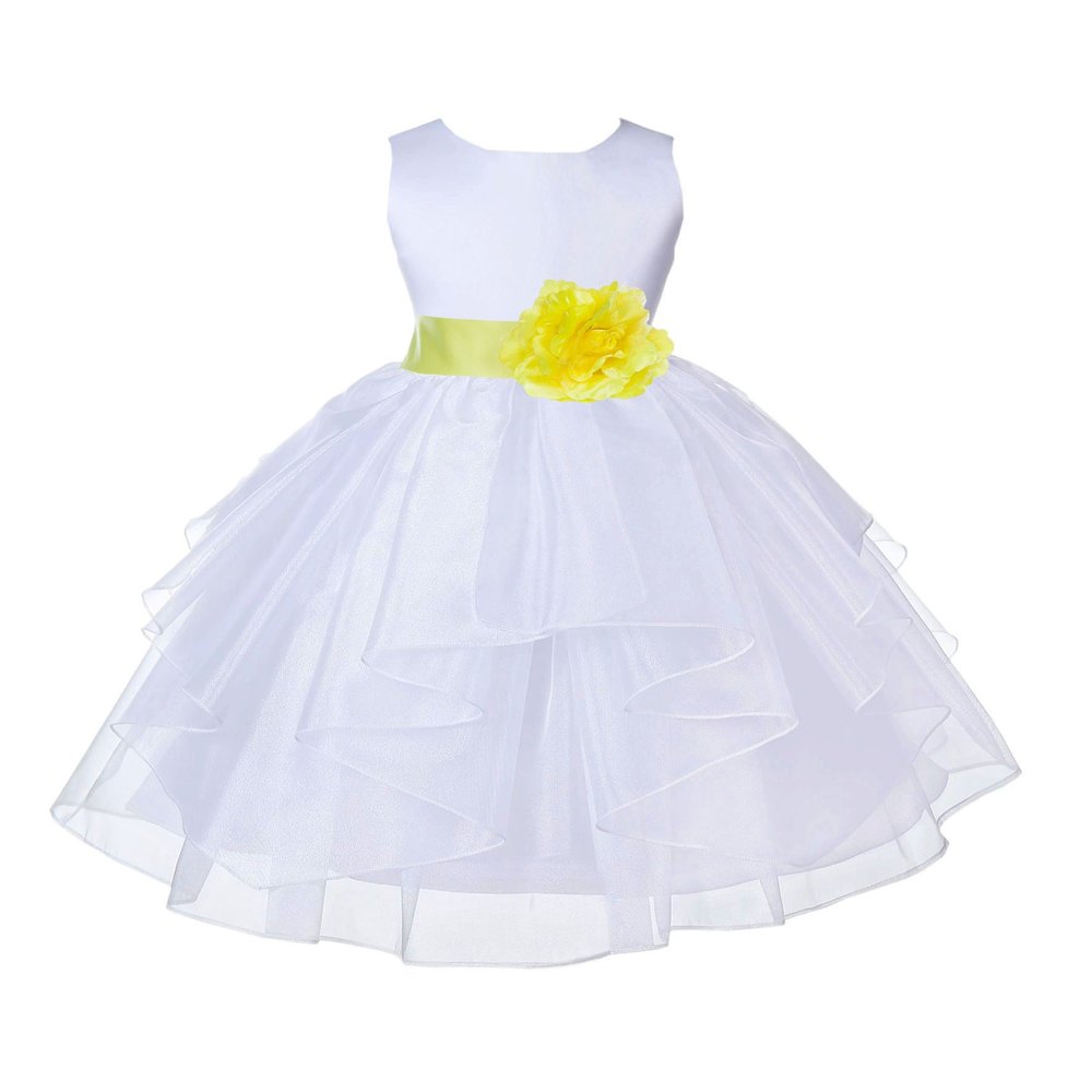 ekidsbridal White Shimmering Organza Flower Girl Dresses Pageant Dress 4613S 4