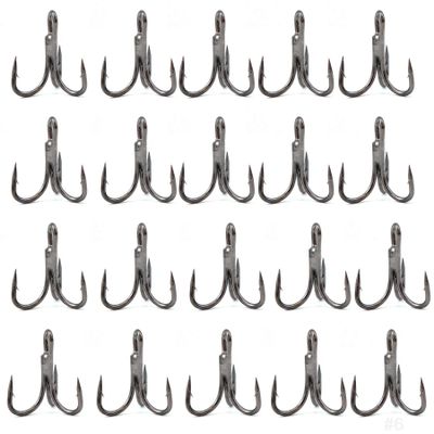20pcs Fish WOW! Fishing 3X Strong Treble Hooks Black Nickel - Size #6