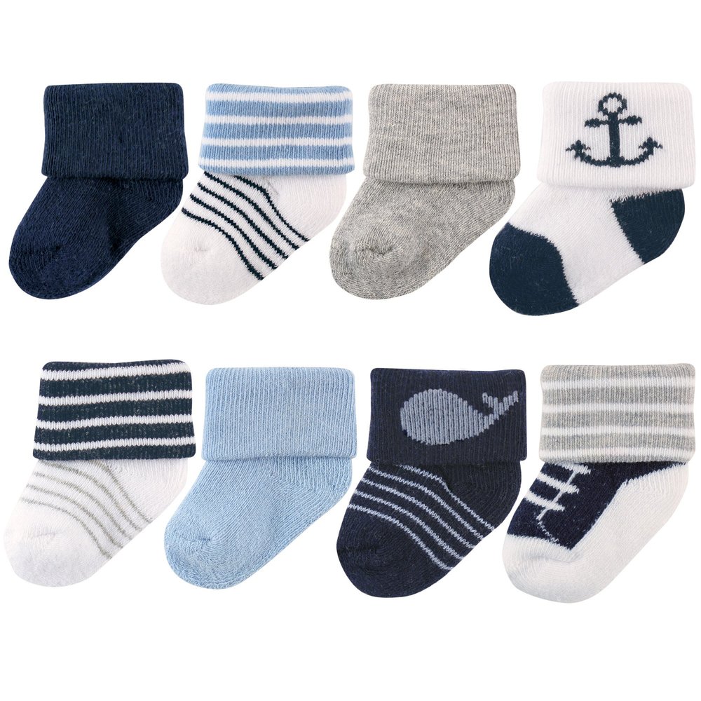 Luvable Friends Unisex Baby Newborn and Baby Terry Socks, Whale, 6-12 Months