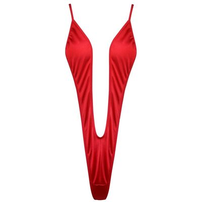 Freebily Sexy Women One Piece Micro Bikini Thong Teddy Swimwear Monokini Red One Size
