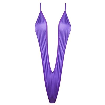 Freebily Sexy Women One Piece Micro Bikini Thong Teddy Swimwear Monokini Purple One Size
