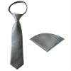 Spring Notion Boys' Satin Zipper Necktie and Handkerchief Set Extra Small Medium Grey view 1