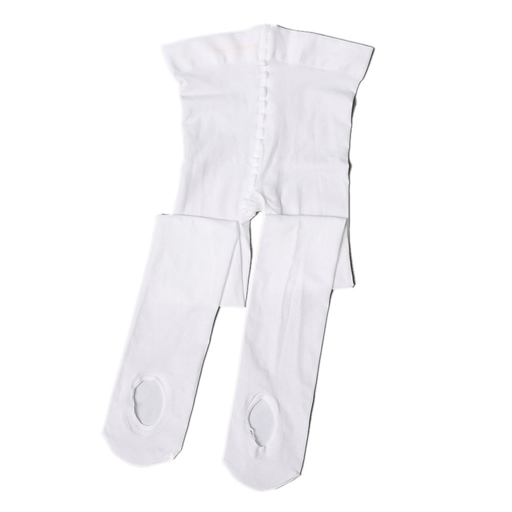 7D04 White Convertible Dance Tights - Large Child