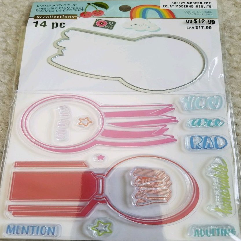 Recollections Stamp & Die Kit, Cheeky Modern Pop Ribbon Win Medal You are Rad You did it! Adulting Honorable Mention Sports Awards