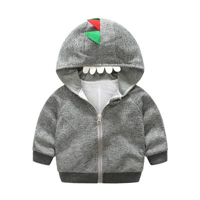 Moyikiss Studio Baby Boys Girls Long Sleeve Dinosaur Coats&Jacket Toddler Zip-up Hoodies Sweatshirt (Grey, 90/12-18 Months)