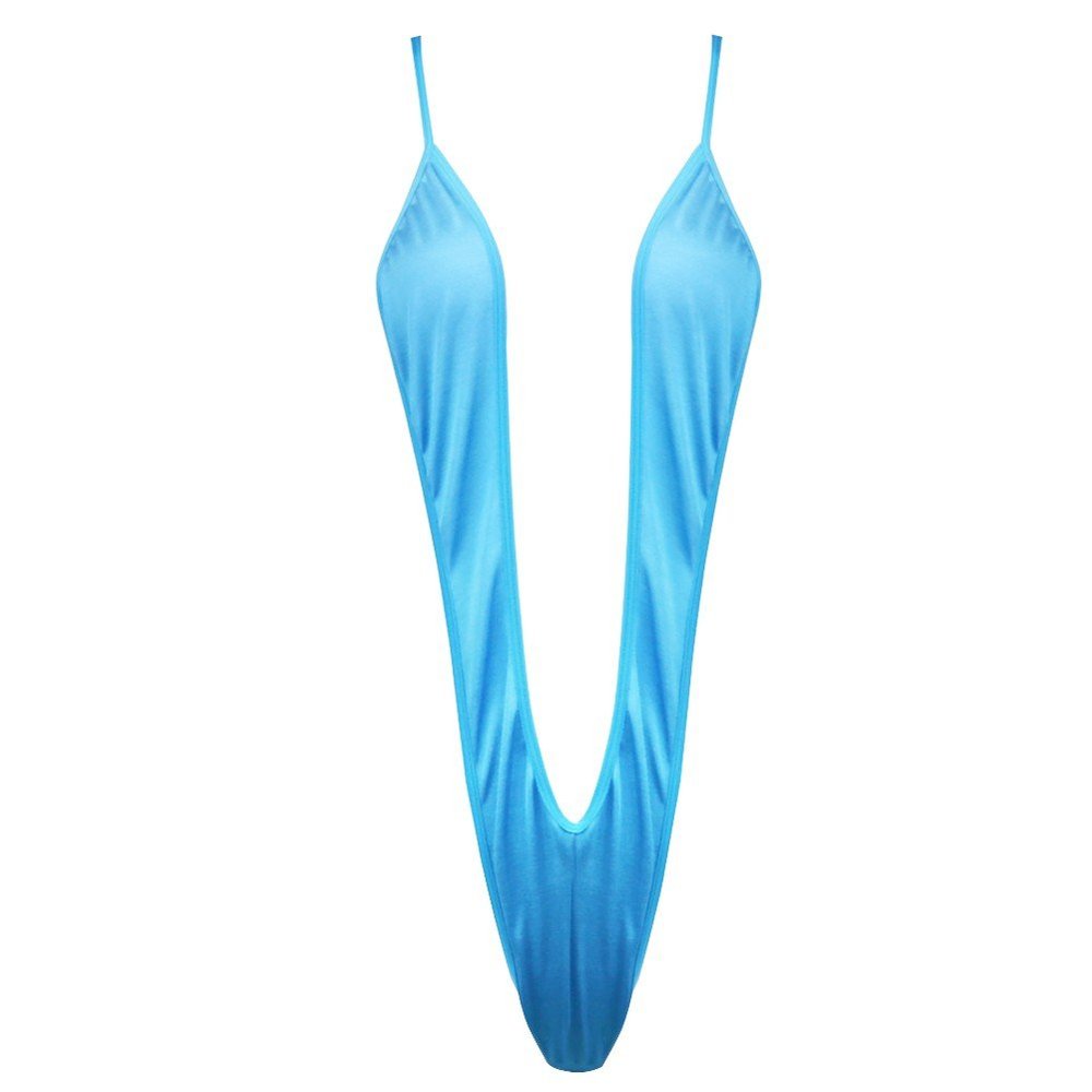 Freebily Sexy Women One Piece Micro Bikini Thong Teddy Swimwear Monokini Blue One Size