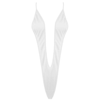 Freebily Sexy Women One Piece Micro Bikini Thong Teddy Swimwear Monokini White One Size