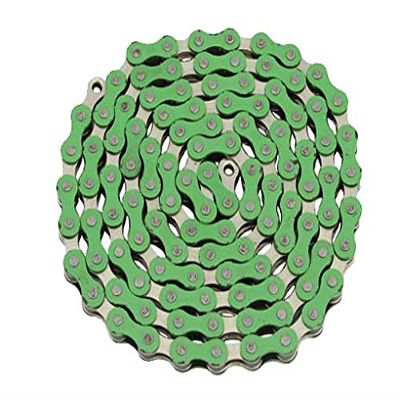 Alta YBN Bicycle Chain Twotone, (Single-Speed, 1/2 x 1/8-Inch, 112L) Multiple Colors (Green/Chrome)