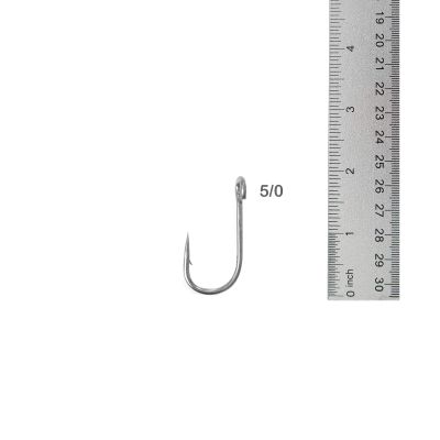 50pcs Fish WOW! Fishing 6X Strong Siwash Nickel Hooks Open Eye - Size 5/0
