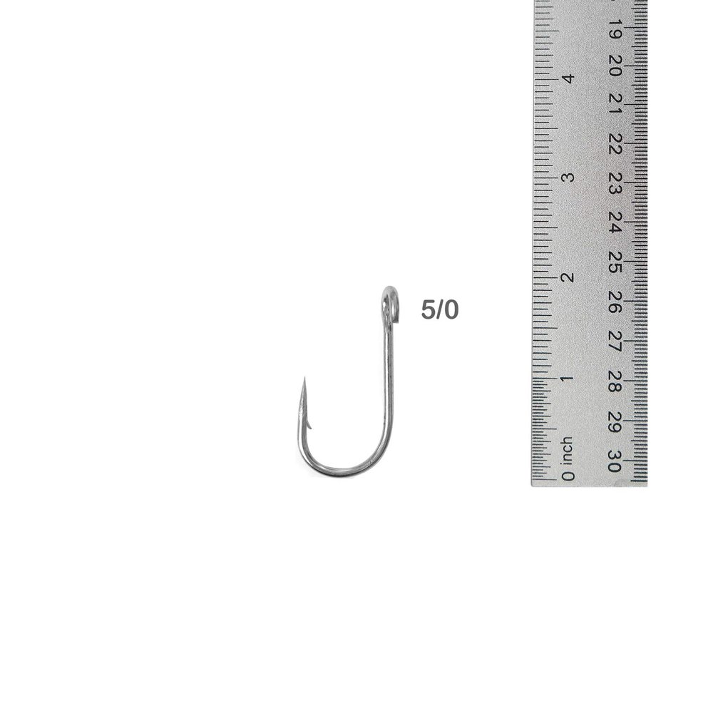 50pcs Fish WOW! Fishing 6X Strong Siwash Nickel Hooks Open Eye - Size 5/0