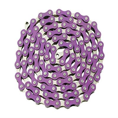 Alta YBN Bicycle Chain Twotone, (Single-Speed, 1/2 x 1/8-Inch, 112L) Multiple Colors (Purple/Chrome)