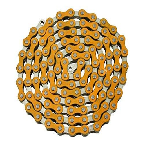 Alta YBN Bicycle Chain Twotone, (Single-Speed, 1/2 x 1/8-Inch, 112L) Multiple Colors (Orange/Chrome)