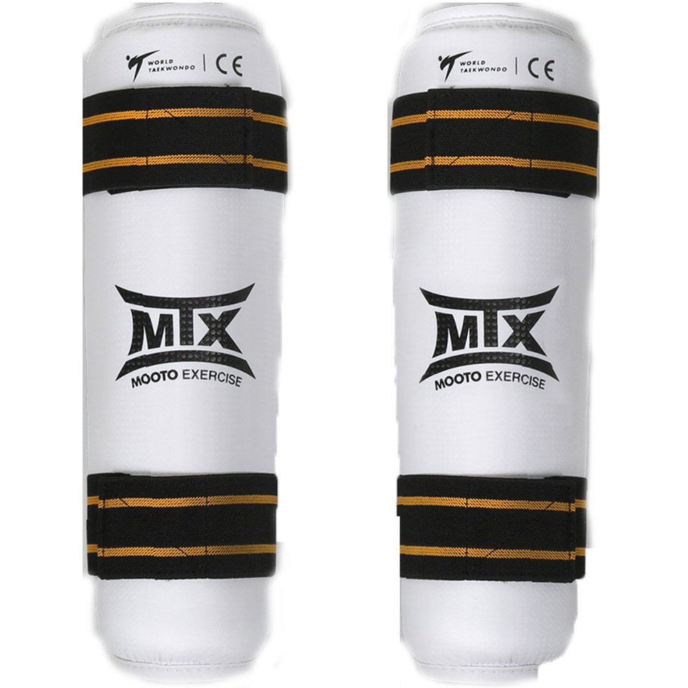 Mooto MTX Taekwondo Shin Protector WTF Approved TKD Guard Black & White XS to XL  (L)